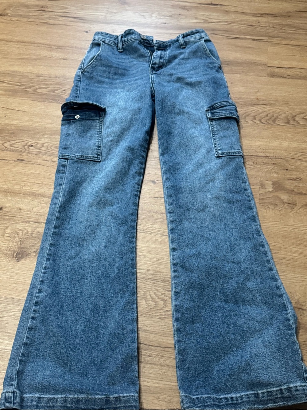 KanCan Medium Blue Wide-Leg Cargo Jeans sz 1/ 24
